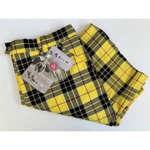 Royal & Awesome NWT Men's Size 34 Bright Yellow Black Plaid Chino‎ Golf Shorts